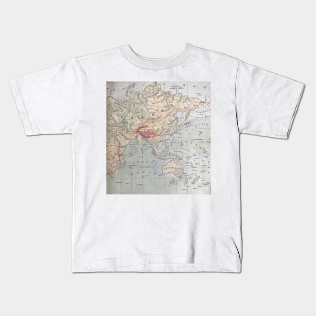 Europe and Asia, antique map 1800s Kids T-Shirt by djrunnels